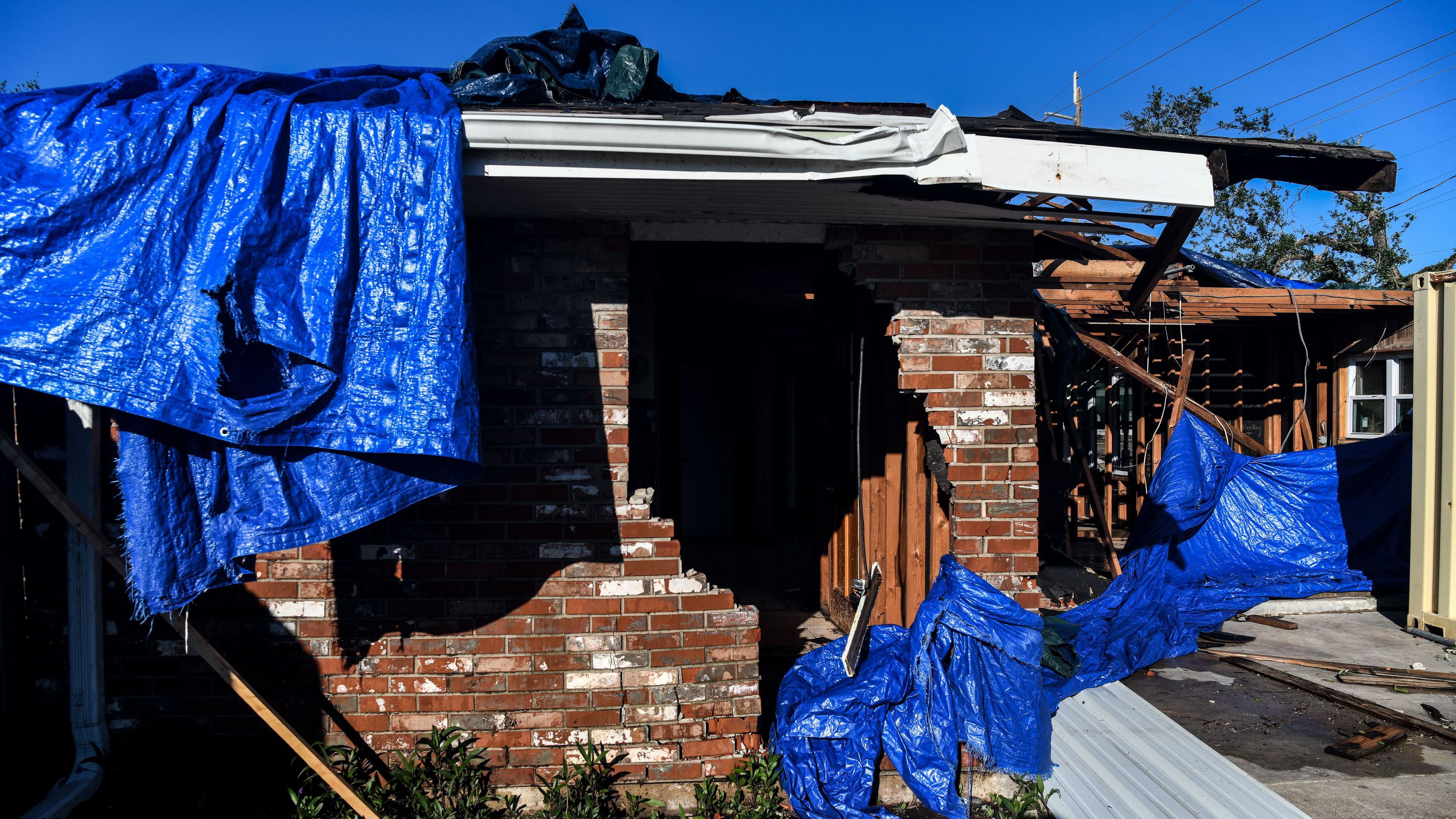 A badly damaged house in Lake Charles, Louisiana, on October 10, one day after the storm hit the area.