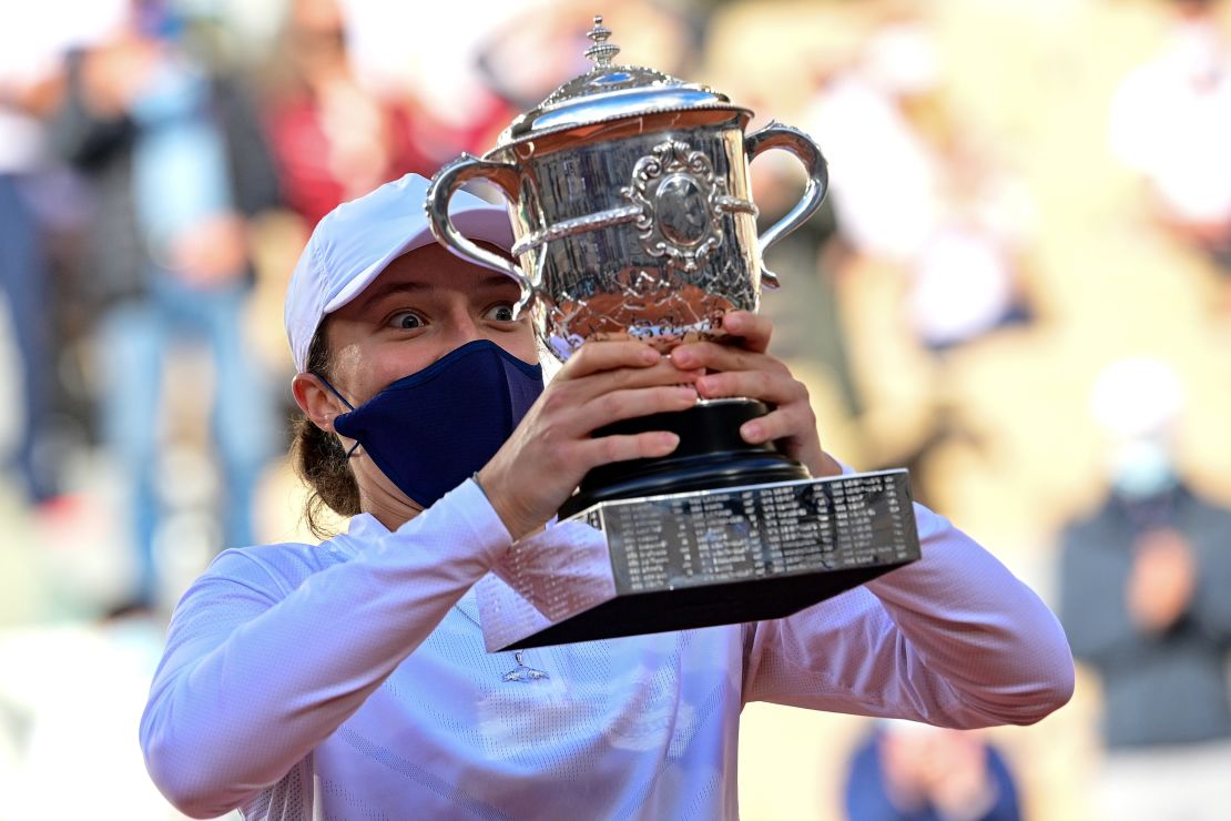 Swiatek beat favorite Simona Halep on her way to lifting the famous trophy in emphatic style.
