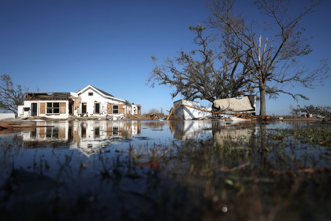 Structures sit in floodwaters Saturday in Creole, Louisiana.