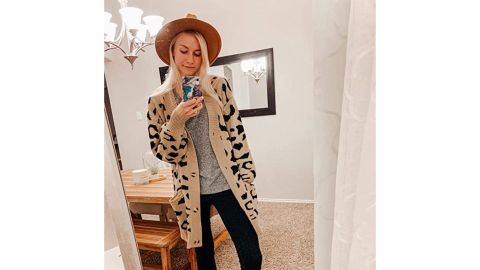 Zesica Open-Front Leopard Print Cardigan