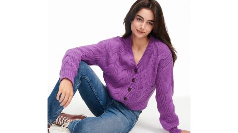 Cropped Cable-Knit Cardigan