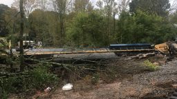 A CSX train derailed in Gwinnett County, GA early Sunday morning following heavy rains from Hurricane Delta