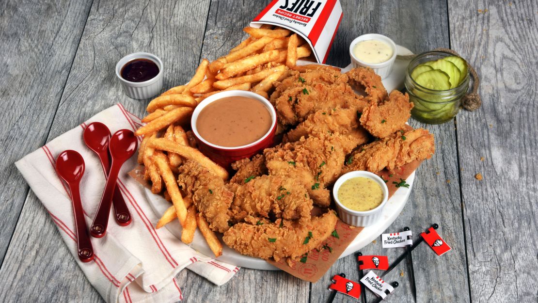 KFC's new sauce is seen in the middle.