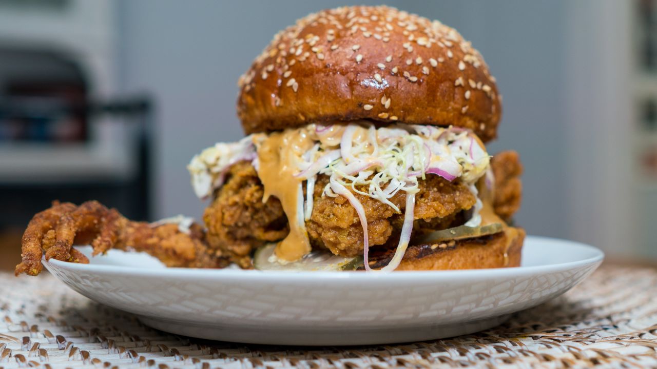 The fried chicken sandwich from San Francisco's Birdbox includes the (edible) claw.