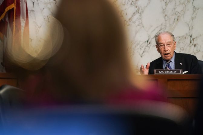 US Sen. Chuck Grassley, a Republican from Iowa, makes his opening statement.