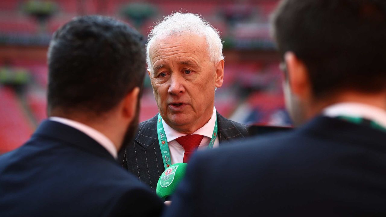 EFL chairman Parry is interviewed prior to the game
Aston Villa vs. Manchester City  EFL Carabao Cup final.
