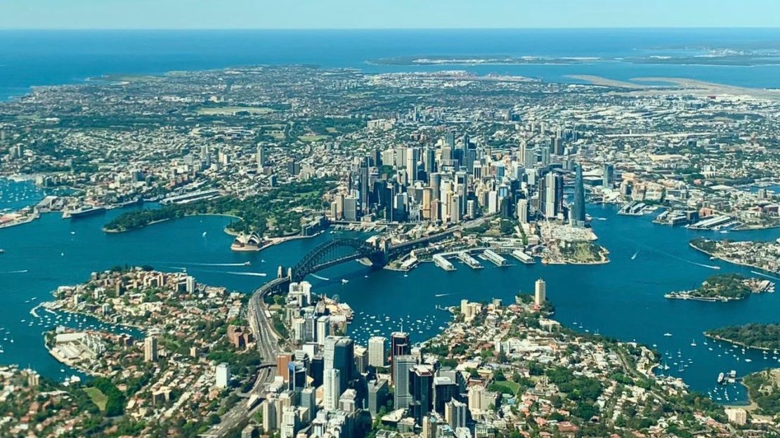 Passenger Ke Huang took this photo of Sydney from the first  Qantas flight to nowhere in October 2020.