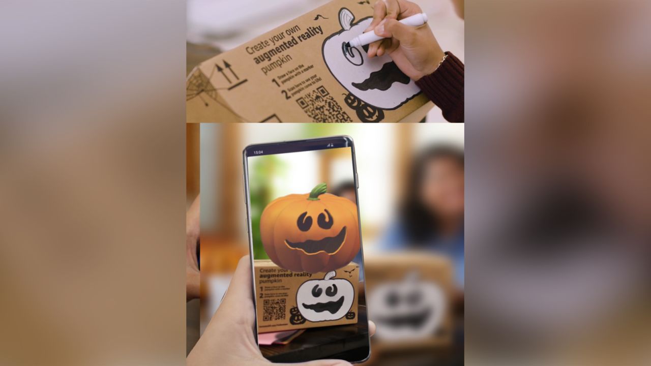 Shoppers can draw on the pumpkin and use an Amazon's AR app for something fun.
