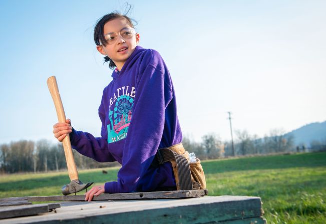 <strong>Kaleah, 11,</strong> said her first project was  a mini bookshelf for her aunt and uncle. "Building makes me feel like the person who I was meant to be."