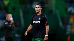 Portugal's forward Cristiano Ronaldo warms up before the friendly football match between Portugal and Spain at the Jose Alvalade stadium in Lisbon on October 7, 2020. (Photo by CARLOS COSTA / AFP) (Photo by CARLOS COSTA/AFP via Getty Images)