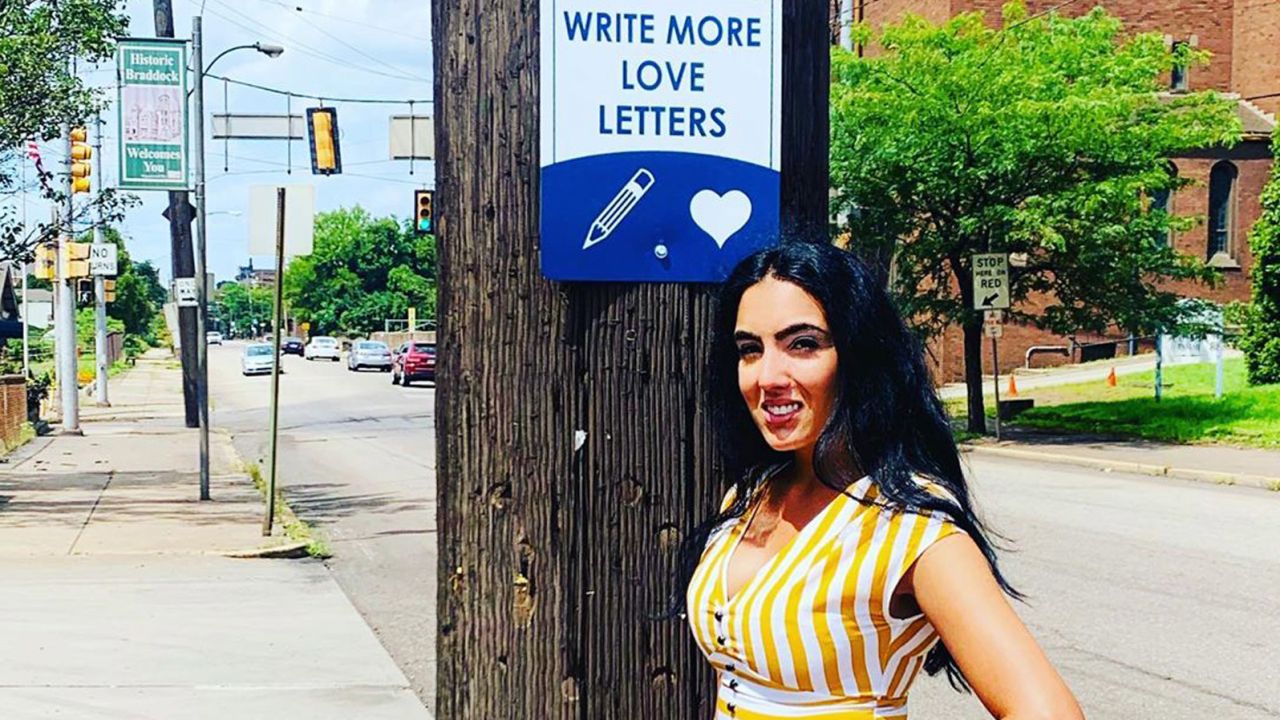 One of Braddock's signs encouraged folks to write more love letters, which Fetterman enjoys doing. 