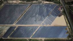 Aerial view of Mexican company Fortius panels at a solar farm, in Zacoalco de Torres, Jalisco state, Mexico, on August 6, 2019. - Fortius is the first to install solar farms in Jalisco, which supply Zacualco de Torres through the Federal Electricity Commission, its main client. (Photo by ULISES RUIZ / AFP)        (Photo credit should read ULISES RUIZ/AFP via Getty Images)