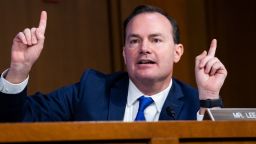WASHINGTON, DC - OCTOBER 13: Sen. Mike Lee, R-Utah., questions Supreme Court justice nominee Amy Coney Barrett on the second day of her Senate Judiciary Committee confirmation hearing in Hart Senate Office Building on October 13, 2020 in Washington, DC. Barrett was nominated by President Donald Trump to fill the vacancy left by Justice Ruth Bader Ginsburg who passed away in September. (Photo by Tom Williams-Pool/Getty Images)