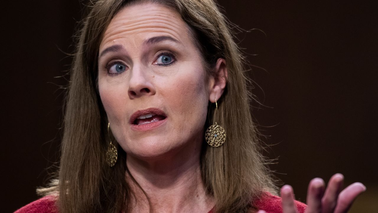 WASHINGTON, DC - OCTOBER 13: Supreme Court justice nominee Amy Coney Barrett testifies on the second day of her Senate Judiciary Committee confirmation hearing in Hart Senate Office Building on October 13, 2020 in Washington, DC. Barrett was nominated by President Donald Trump to fill the vacancy left by Justice Ruth Bader Ginsburg who passed away in September. (Photo by Tom Williams-Pool/Getty Images)