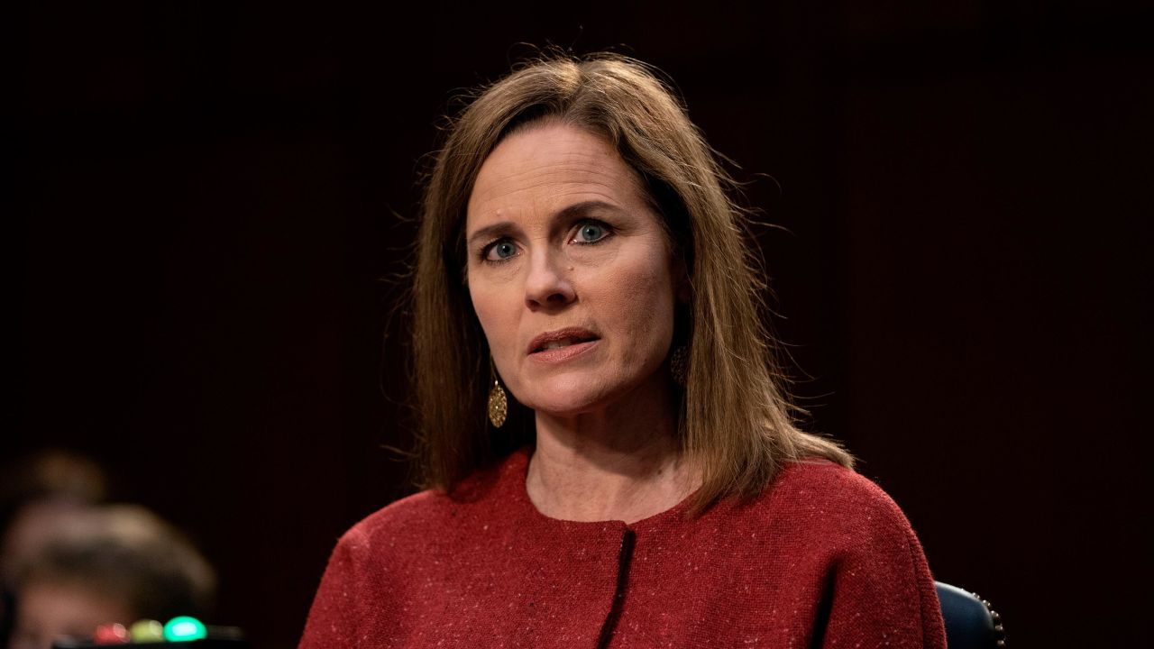 Supreme Court nominee Judge Amy Coney Barrett speaks during her confirmation hearing before the Senate Judiciary Committee on Capitol Hill in Washington, DC, on October 13, 2020.