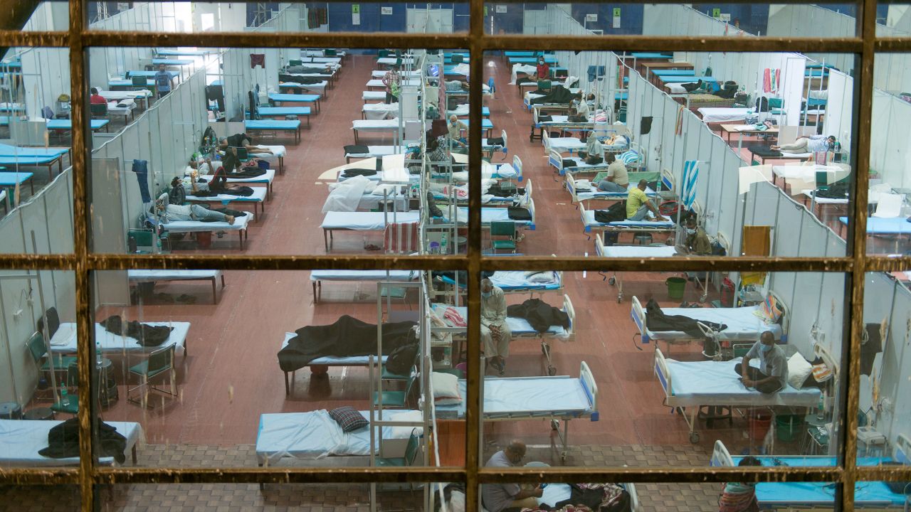 Covid-19 patients inside an isolation ward in India on October 1.