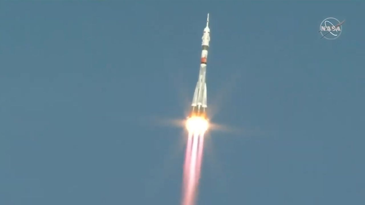 The crew launched from the Baikonur Cosmodrome. 