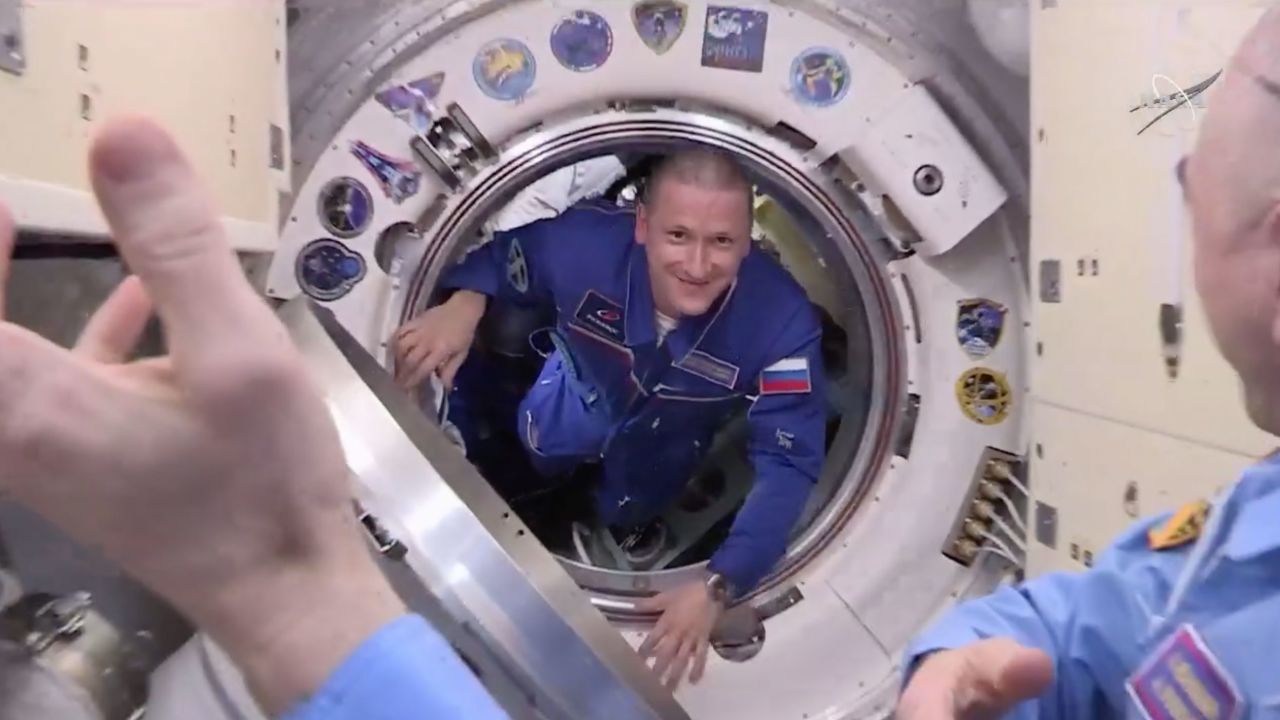 Russian cosmonaut Sergey Kud-Sverchkov enters the International Space Station for the first time. 
