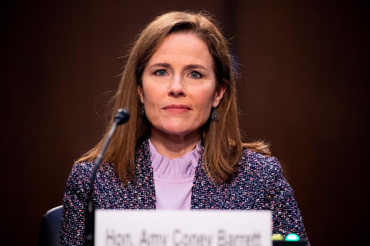 Amy Coney Barrett attends her confirmation hearing on October 14.