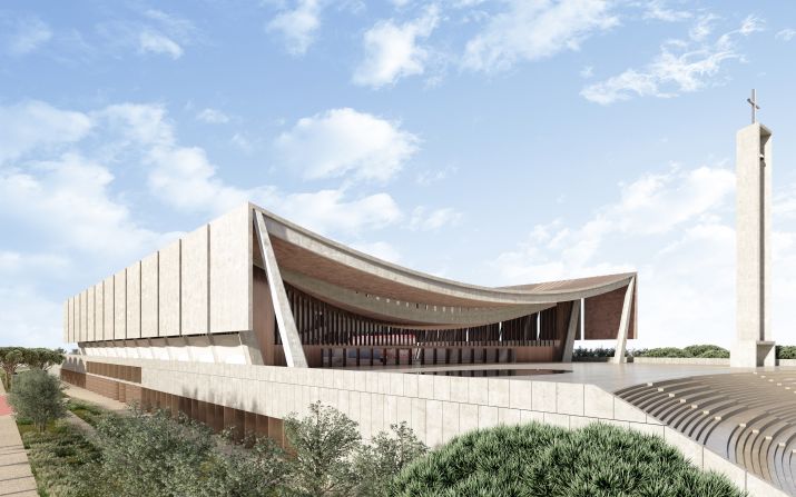 <strong>The National Cathedral of Ghana, Accra, Ghana -- </strong>A truly monumental design, the <a href="index.php?page=&url=https%3A%2F%2Fwww.adjaye.com%2Fwork%2Fnational-cathedral-of-ghana%2F" target="_blank" target="_blank">National Cathedral of Ghana</a> will cover 750,000 square feet and be situated in 14 acres of landscaped gardens in central Accra. Adjaye Associates, headed up by Ghanaian-British architect and recent RIBA Royal Gold Medal winner David Adjaye, has created a design that will include a 5,000-seat auditorium, chapels, an art gallery and Africa's first Bible museum. Loaded with iconography blending Christianity and traditional Ghanaian heritage, its curved roof evokes tented canopies and the <a href="index.php?page=&url=https%3A%2F%2Fwww.britannica.com%2Ftopic%2FGolden-Stool" target="_blank" target="_blank">Golden Stool</a>, the royal throne of the Asante people.