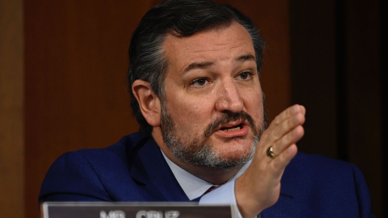 Sen. Ted Cruz, a Texas Republican, during the Supreme Court confirmation hearing for Amy Coney Barrett, October 14, 2020, in Washington.