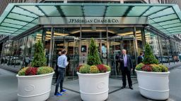 MANHATTAN, NEW YORK, UNITED STATES - 2020/10/02: Main entrance at JPMorgan Chase headquarters in New York City. (Photo by Erik McGregor/LightRocket via Getty Images)