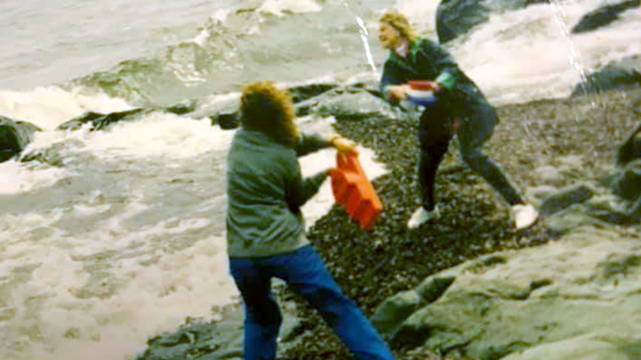 Brenda Schell and Bonnie Fritch launching the boats into the Great Lakes in 1993.