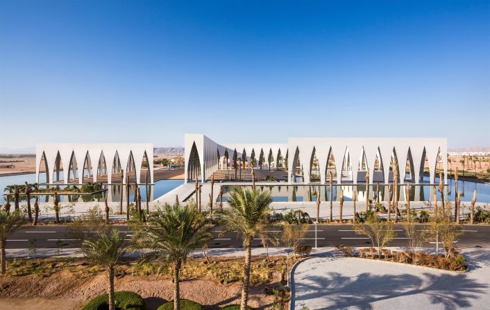 <strong>Gouna Conference and Culture Centre, El Gouna, Egypt -- </strong>Comprising a 600-seat concert hall and 2,000-seat conference center, this project from <a target="_blank" target="_blank">Studio Seilern Architects</a> completed its first phase of construction in January 2020. The new cultural hub in El Gouna, a resort town on the coast of the Red Sea, is based around a large artificial lagoon and features magnificent arched colonnades made from precast concrete.