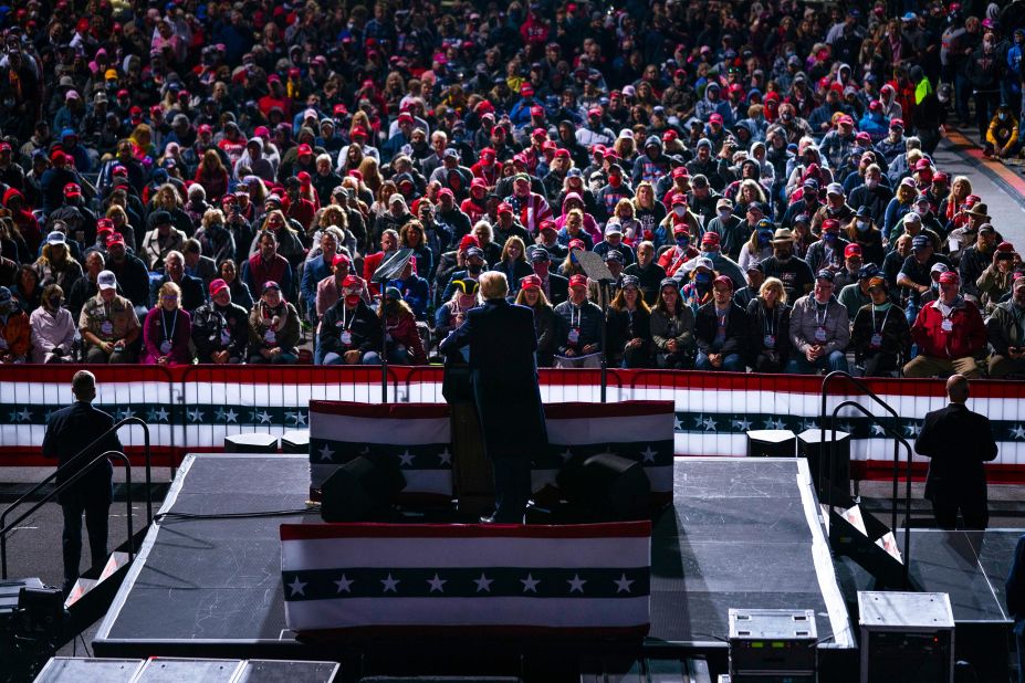 Trump speaks at a campaign rally at an airport in Johnstown, Pennsylvania, on October 13.
