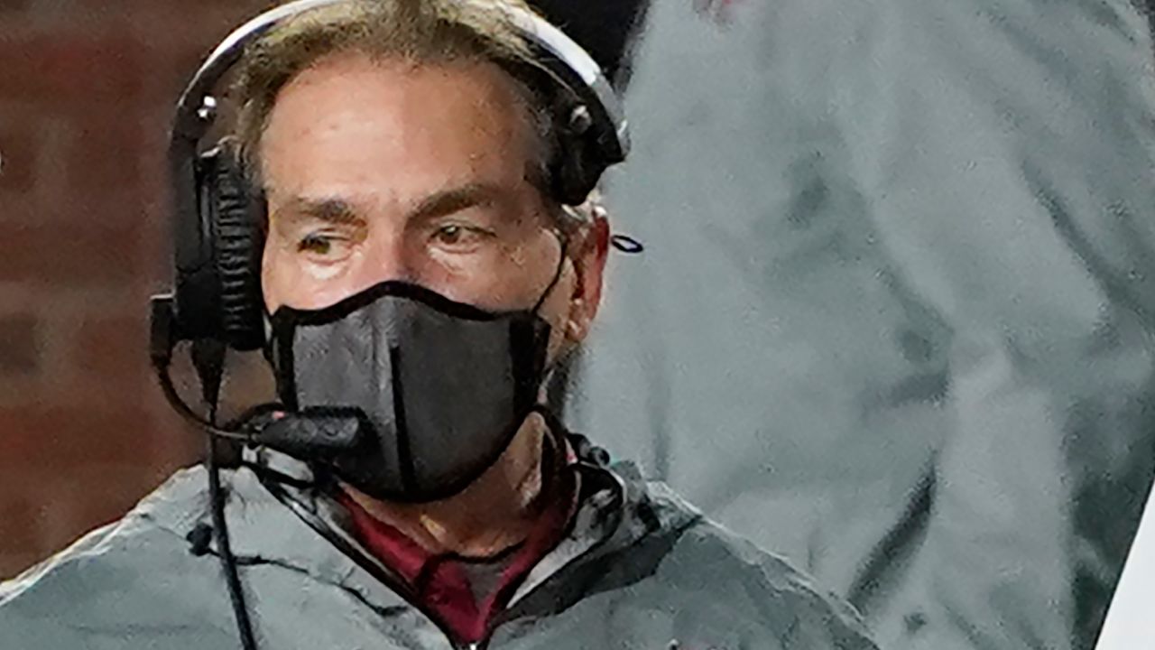 Alabama coach Nick Saban during the second half of the team's NCAA college football game against Mississippi last Saturday.