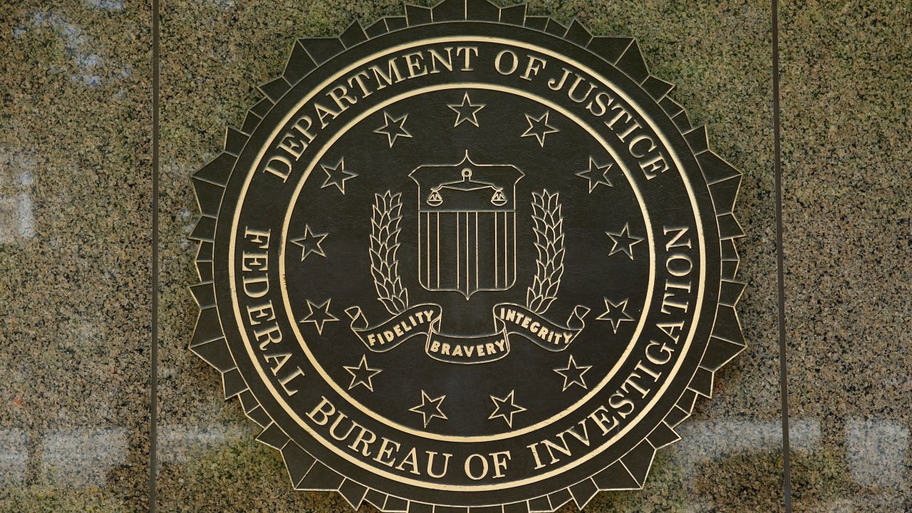 The FBI seal is seen outside the headquarters building in Washington, DC.