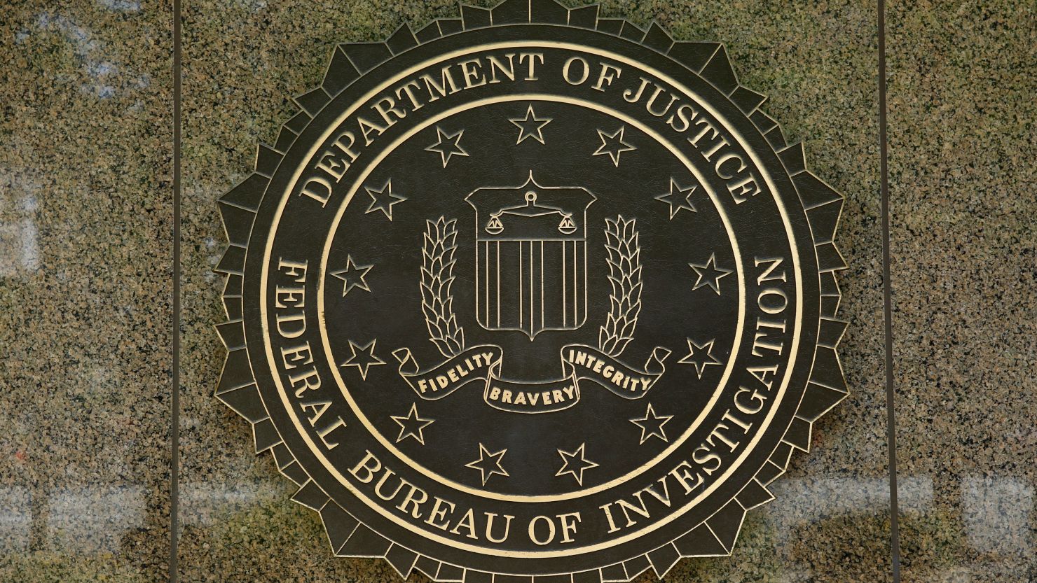 The FBI seal is seen outside the headquarters building in Washington, DC.