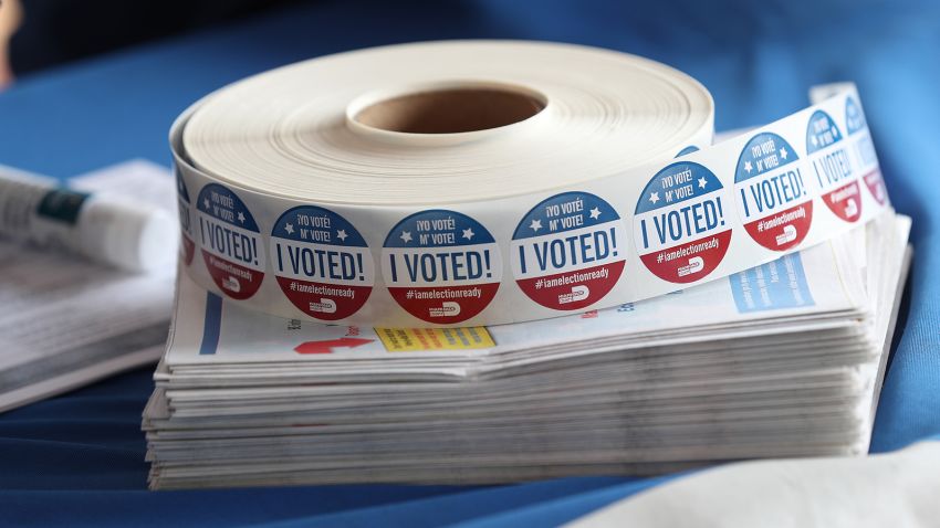 DORAL, FLORIDA - OCTOBER 14: I voted stickers are seen as people drop off their Vote-by Mail ballots at the Miami-Dade Election Department headquarters on October 14, 2020 in Doral, Florida. More than 1.9 million Floridians had voted by mail  according to statistics posted online by the Florida Division of Elections. The voters were casting their ballots ahead of the November 3rd election where President Donald Trump and Democratic presidential candidate Joe Biden are facing off against each other. (Photo by Joe Raedle/Getty Images)