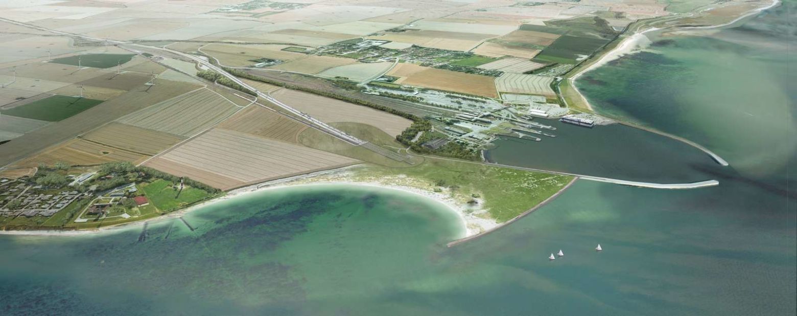<strong>Entry area: </strong>An illustration of what the entry area at Puttgarden, on Fehmarn, will look like after construction. 
