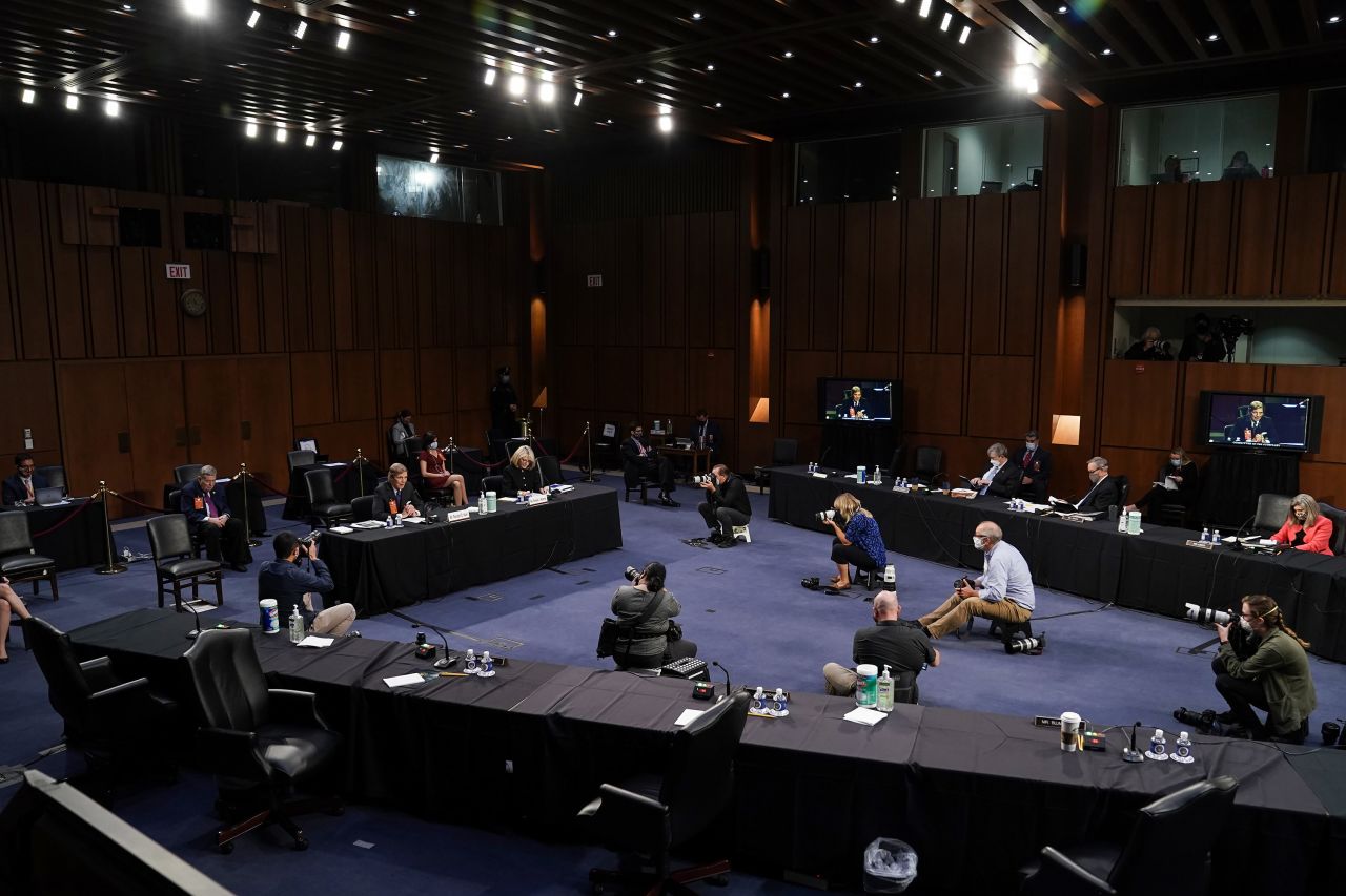Lawyers Randall D. Noel and Pamela J. Roberts testify on the fourth and final day of Barrett's confirmation hearings. After questioning Barrett for two days, the Senate Judiciary Committee was hearing from outside witnesses.