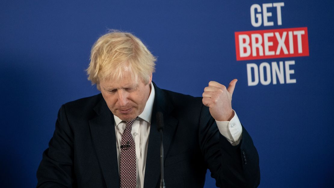 Boris Johnson speaks at a Brexit press conference in London in November 2019.
