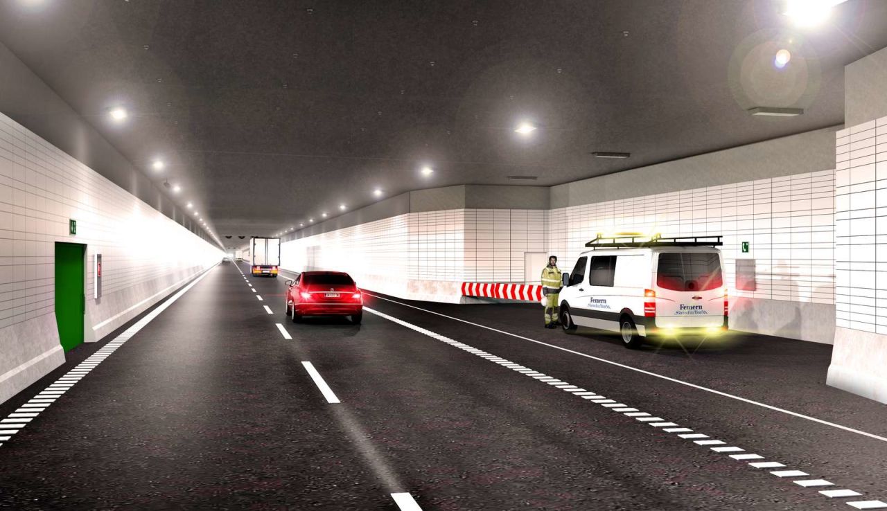 <strong>Special sections:</strong> Ten of the sections will be "special," with a basement that will house the electrical equipment necessary to make the tunnel function. As this rendering shows, these have been designed with a parking bay for maintenance vehicles, from which workers can safely descend into the basement. 