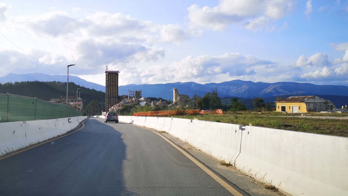 What used to be the main street in Amatrice, October 2020.