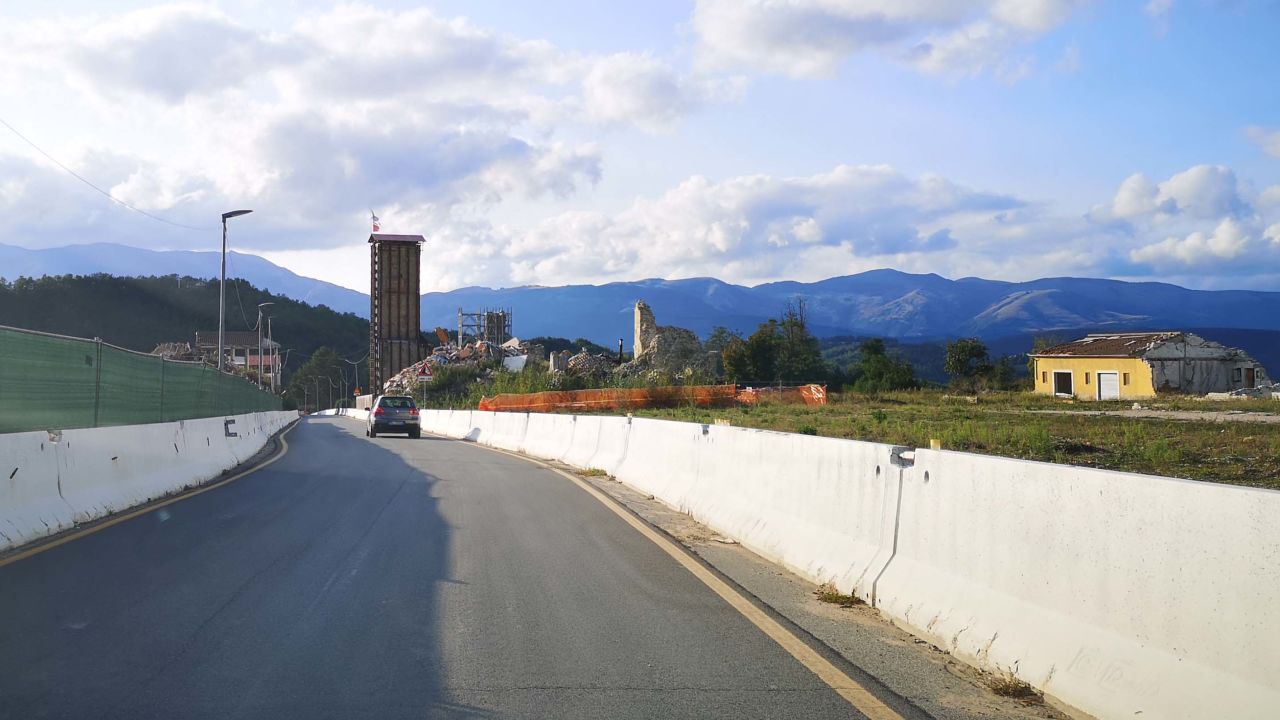 What used to be the main street in Amatrice, October 2020.