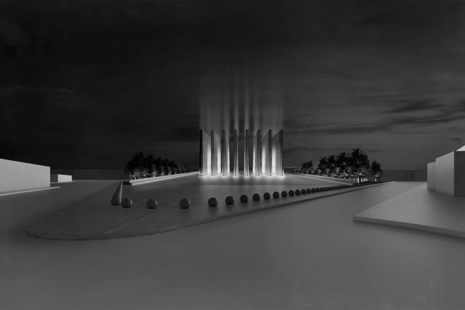 <strong>Le Memorial des Martyrs, Niamey, Niger -- </strong>A newly released design from Adjaye Associates finds a solid and somber way to memorialize the lives lost in <a target="_blank">the fight against terrorism</a> on Niger's southern and western borders. "Absences and voids" are at the heart of the space, says Adjaye Associates, with light and darkness in interplay throughout the day and into the night, as the pillars project shafts of light up into the sky.