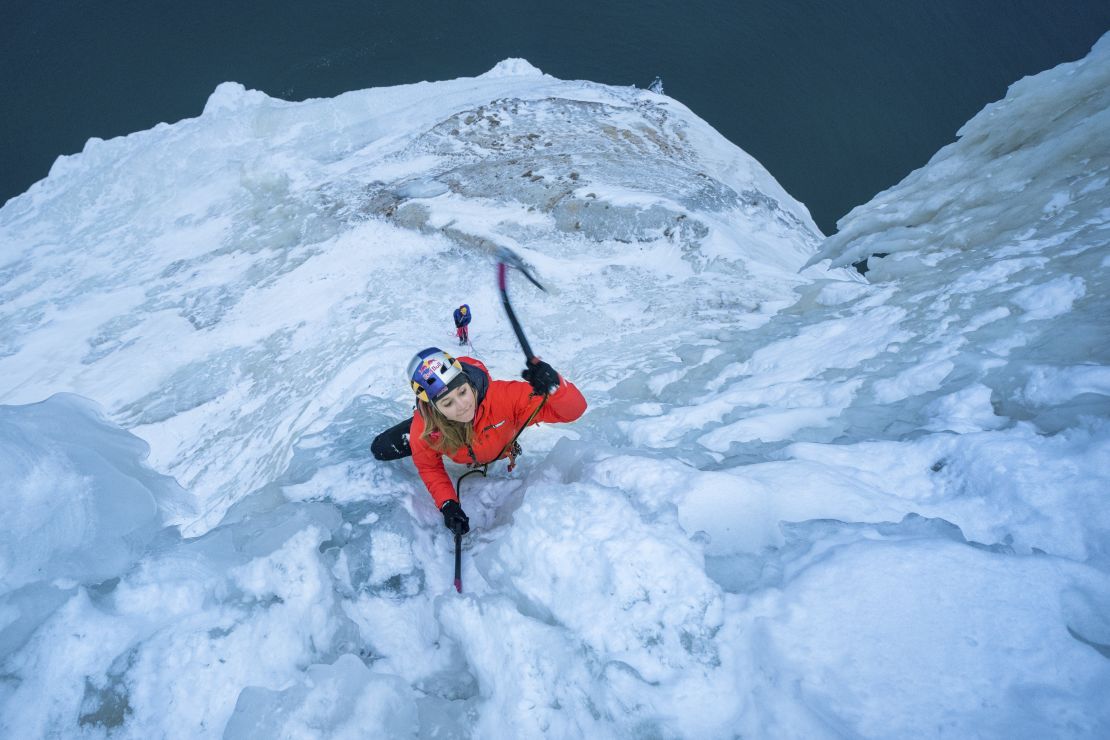 DiGiulian climbing the Upper Peninsula of Michigan, USA, in 2018.