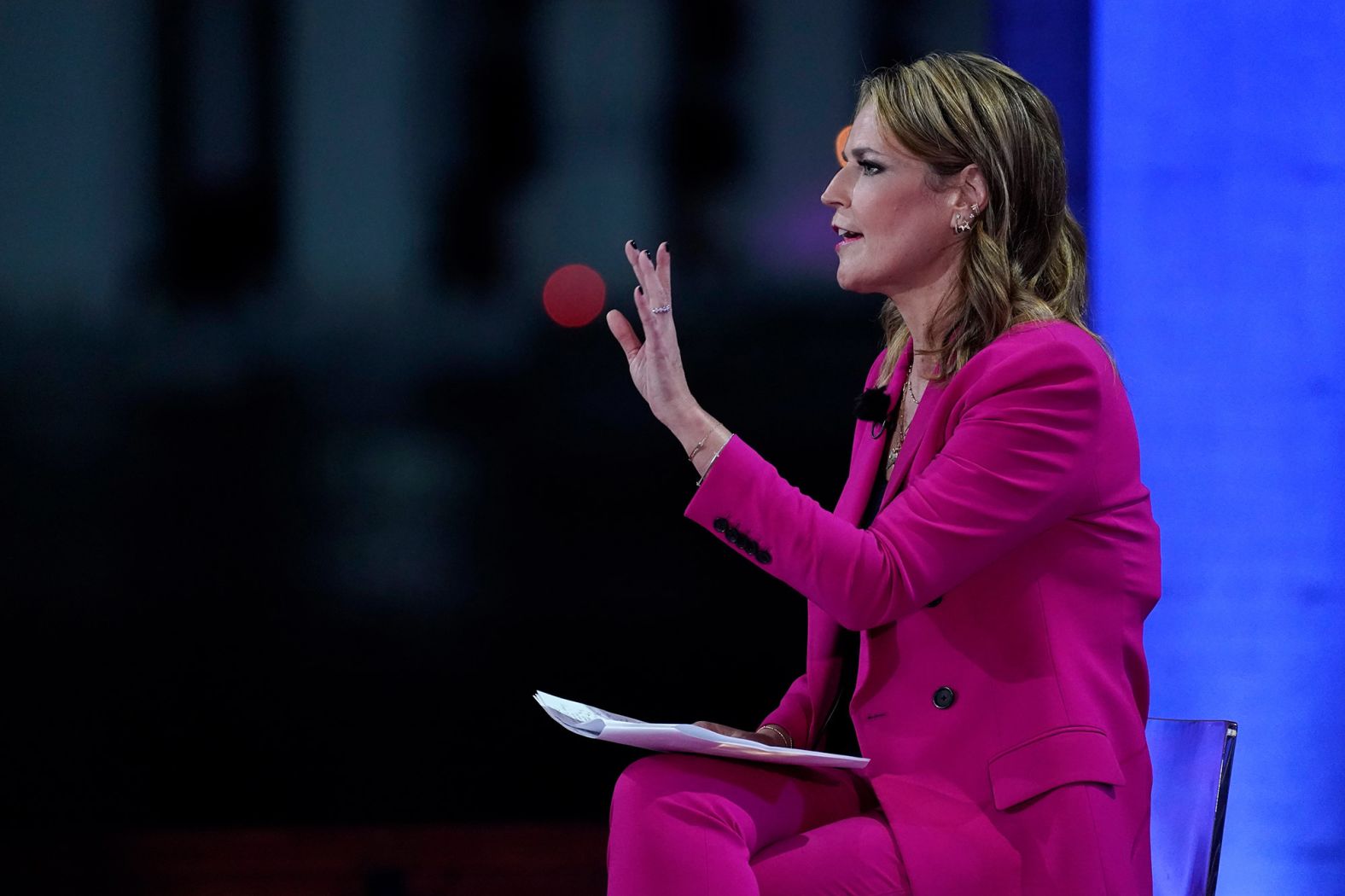 Guthrie speaks during Trump's town hall at the Perez Art Museum Miami.