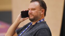 Daryl Morey, GM of the Houston Rockets, talks on the phone during practice as part of the NBA Restart 2020 on July 23, 2020 in Orlando, Florida. Copyright 2020 NBAE (Photo by Bill Baptist/NBAE via Getty Images)