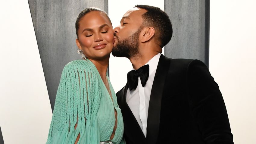 BEVERLY HILLS, CALIFORNIA - FEBRUARY 09: Chrissy Teigen and John Legend attend the 2020 Vanity Fair Oscar Party hosted by Radhika Jones at Wallis Annenberg Center for the Performing Arts on February 09, 2020 in Beverly Hills, California. (Photo by Jon Kopaloff/WireImage)