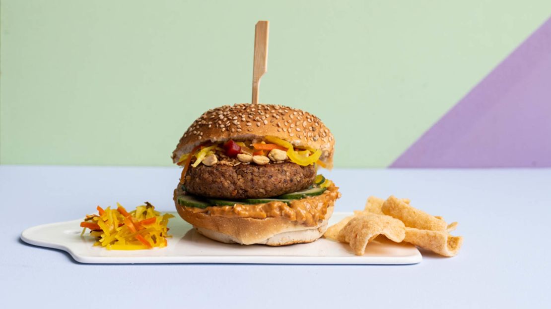 Joke Boon's satay burger (see recipe below)