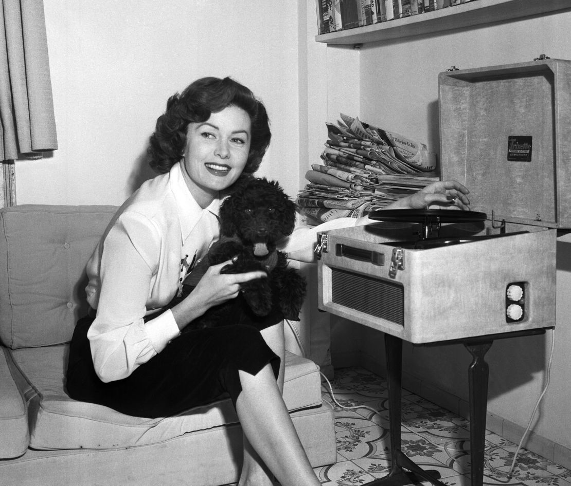 Rhonda Fleming in 1955 in Italy.      