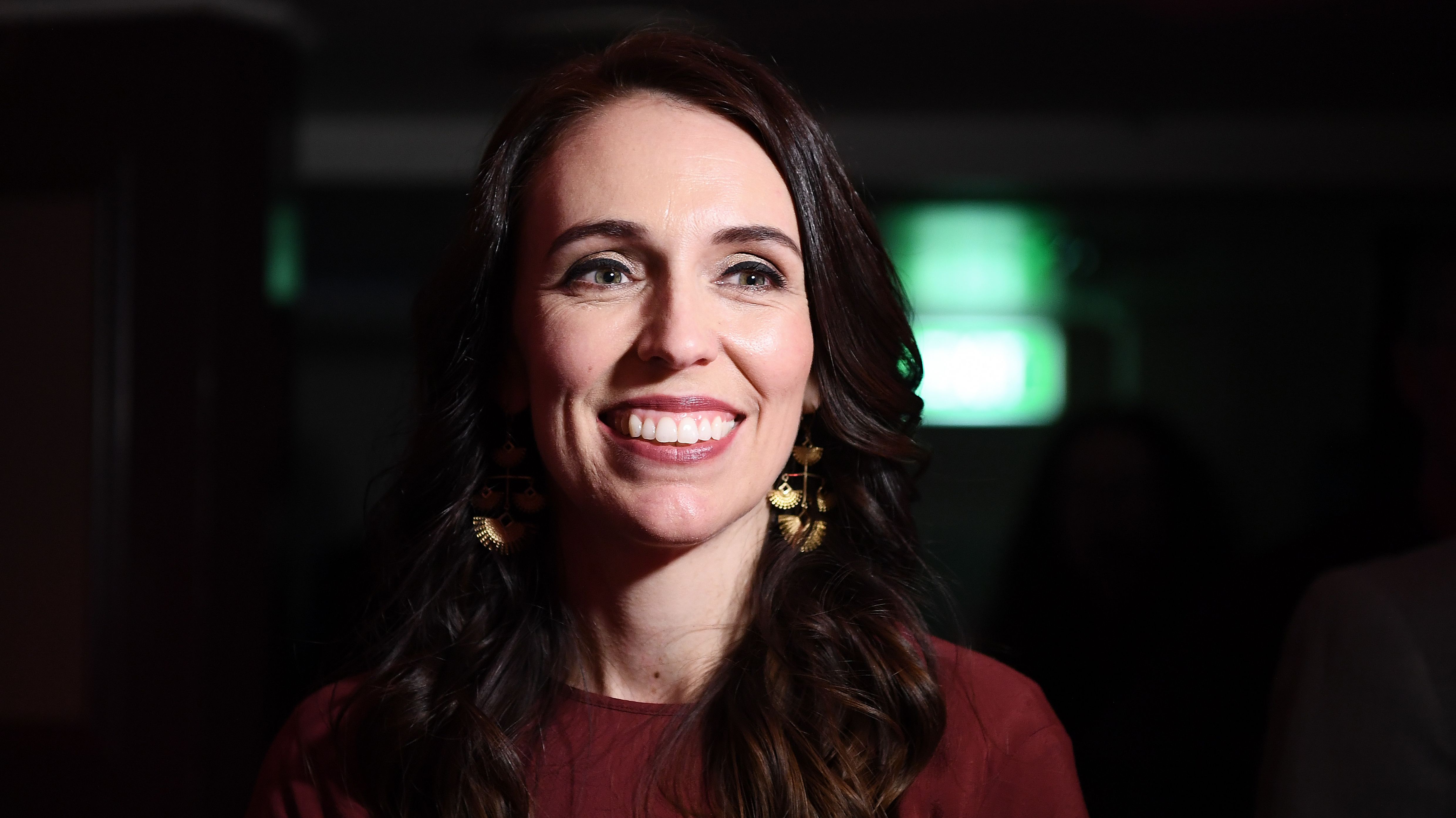 Labour Party leader and New Zealand Prime Minister Jacinda Ardern speaks to media after claiming victory during the Labor Party Election Night Function at Auckland Town Hall on October 17, 2020 in Auckland, New Zealand. 