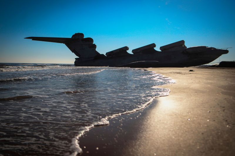 The 'Caspian Sea Monster,' a Lun-class Ekranoplan, rises from the