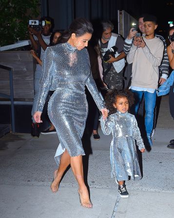 Kardashian West and her daughter, North, in matching outfits by Vetements, in Manhattan, in 2016.