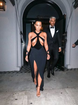 Kardashian West wears a daring gown in Los Angeles in 2019.